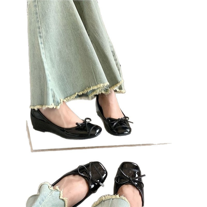 Damen elegante Ballerinas mit zarter Schleifenverzierung EB