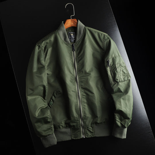 Herren  windabweisende Nylon-Bomberjacke im MA-1 Stil mit Ärmeltasche und gerippten Bündchen EB