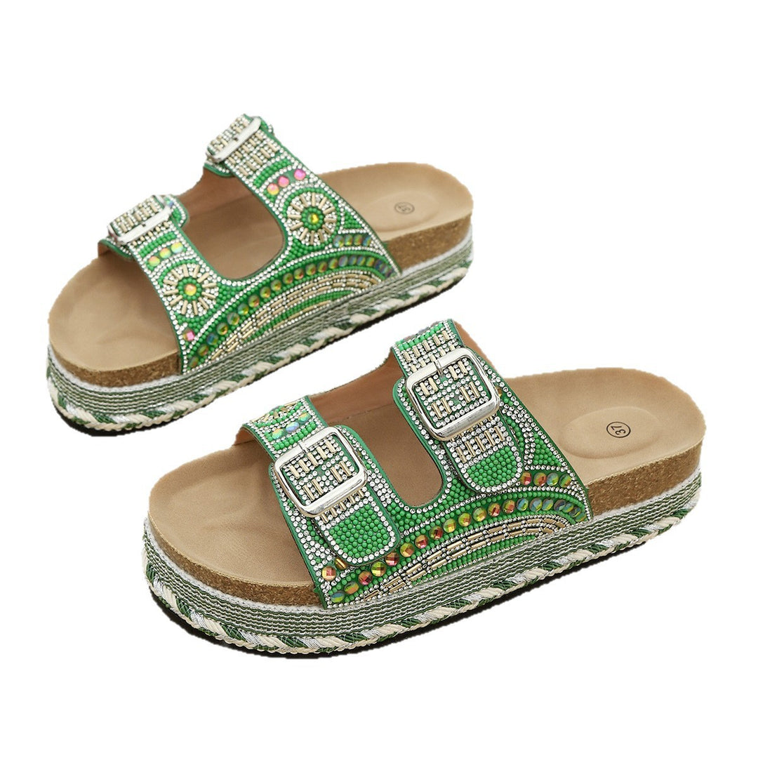 Damen Riemchen-Sandalen mit elegantem Schmuck detail EB