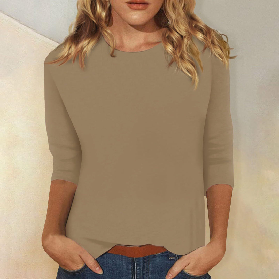 Damen Lockeres Baumwollshirt mit 3/4-Ärmeln EB
