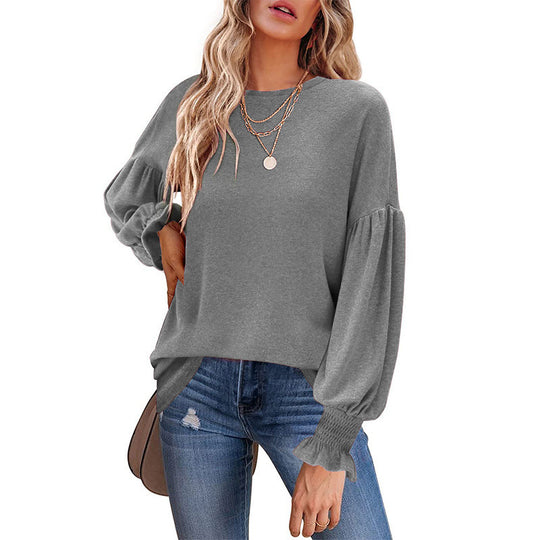 Damen Modischer Pullover mit Puffärmeln EB