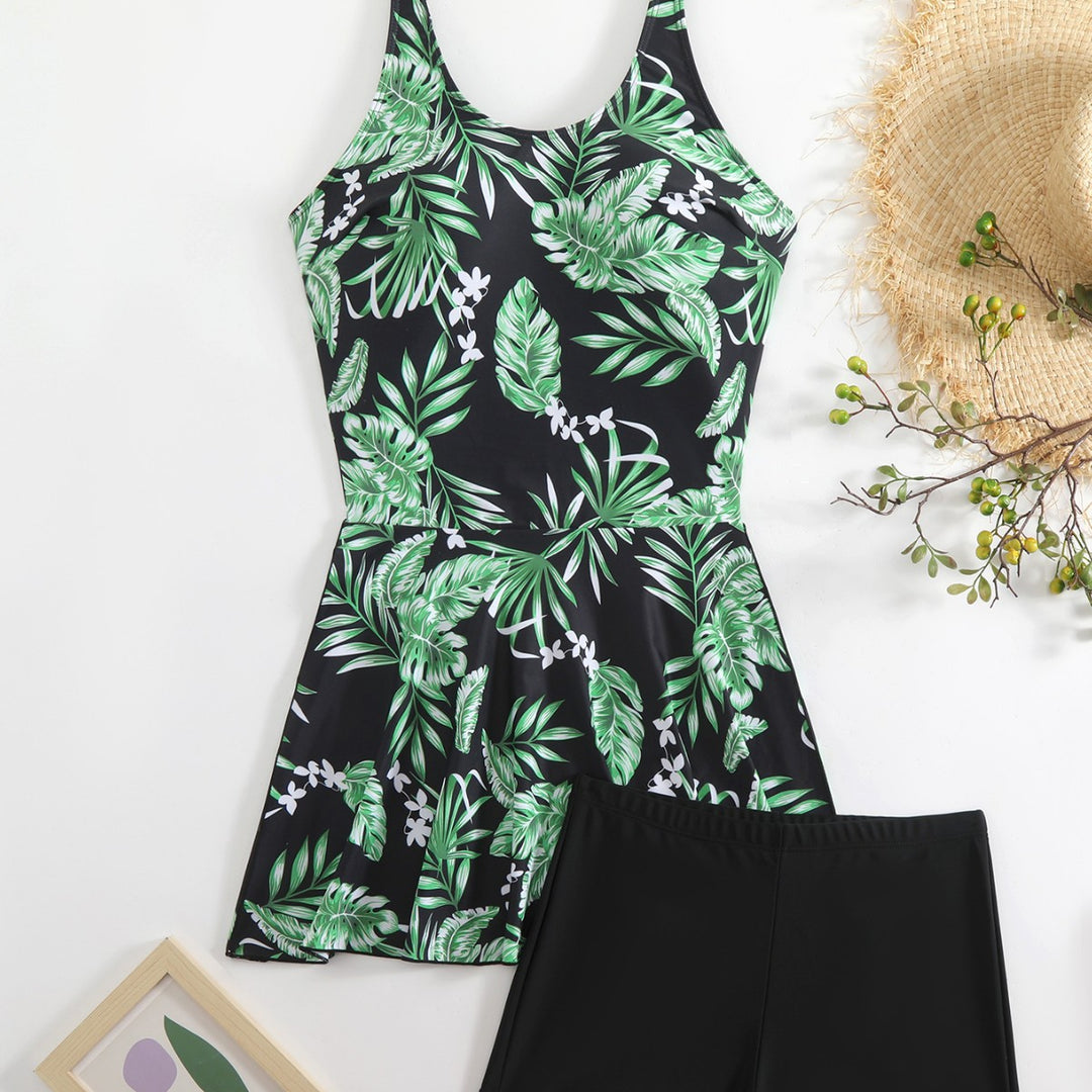 Damen Schwimmanzug mit floralem Muster und modischem Short-Design EB