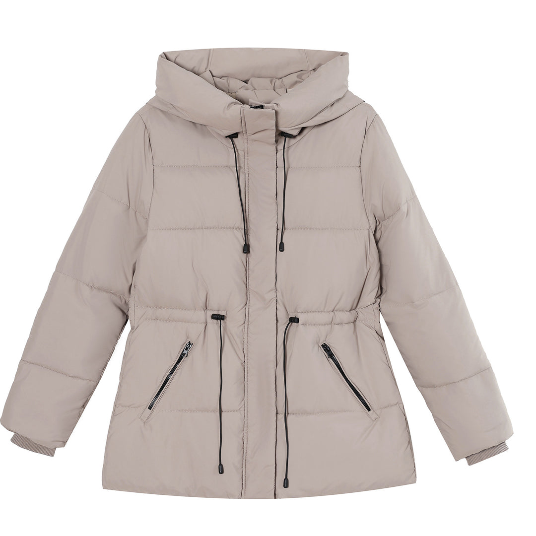 Damen nan wattierter Kapuzenparka mit taillierbarem Kordelzug, verdeckter Reißverschluss und Rippbündchen EB