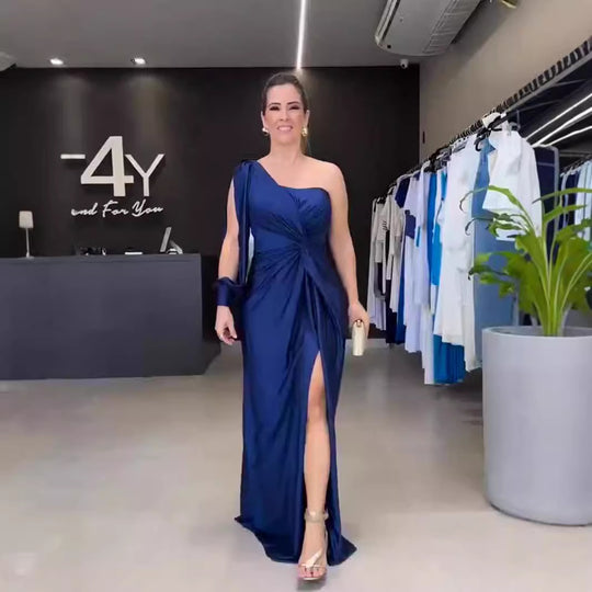 Damen Maxikleid mit asymmetrischem Design und seitlichem Schlitz EB