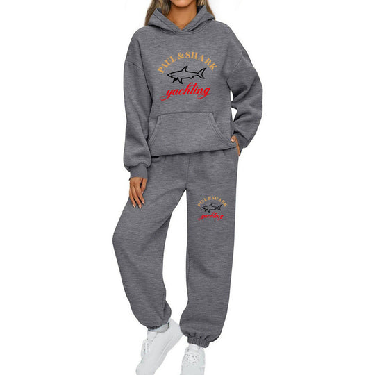 Damen nan oversized Hoodie und Jogginghose Set mit Kapuze Kängurutasche und gerippten Bündchen EB