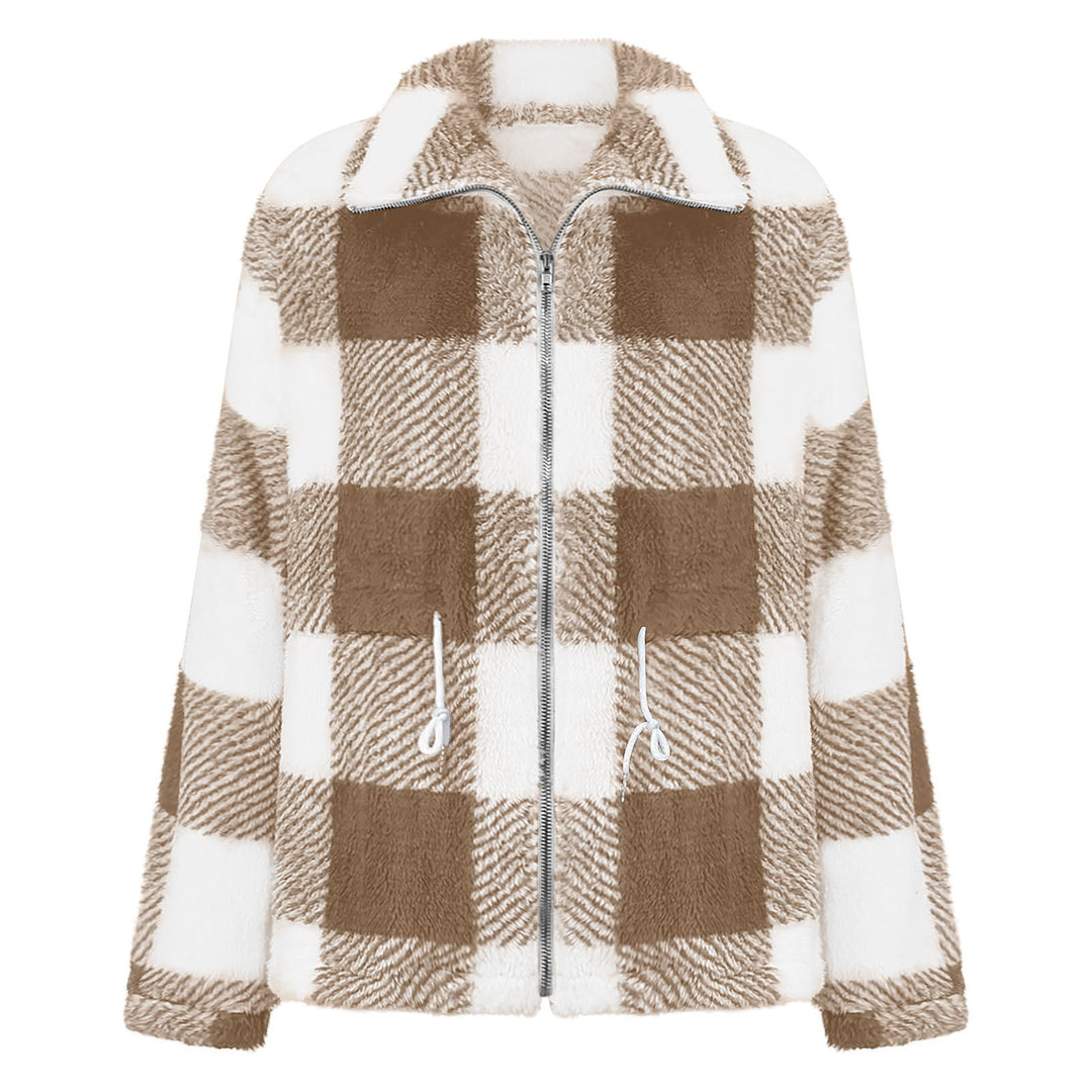 Damen Plüschjacke mit Karomuster EB