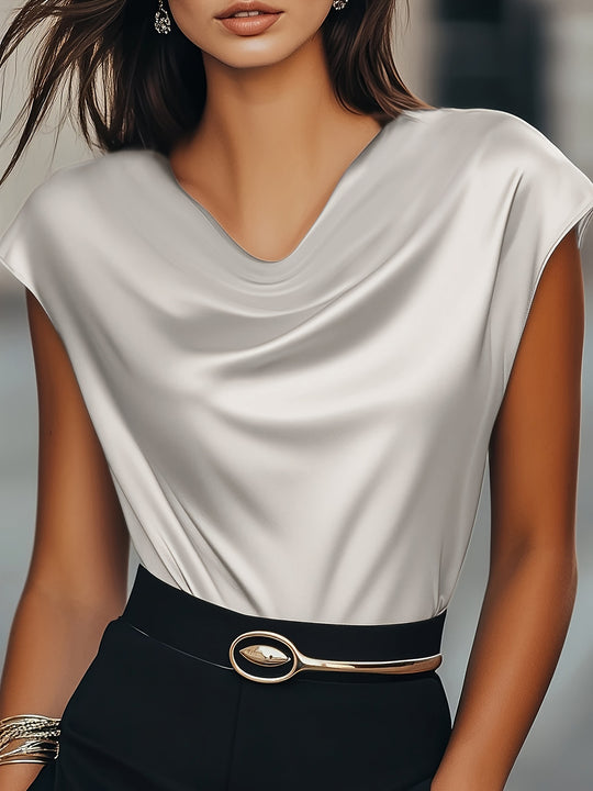 Damen Elegantes Drapiertes Oberteil aus hochwertigem Material EB