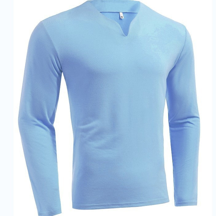 Herren nan Langarmshirt mit V-Ausschnitt Slim Fit Baumwollmix und elastischem Komfortbund EB