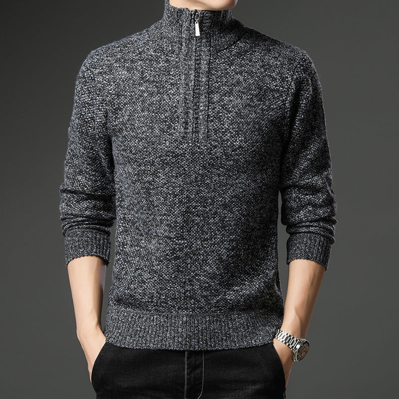 Herren modischer Pullover mit halb hochschließendem Reißverschluss und strukturiertem Design EB