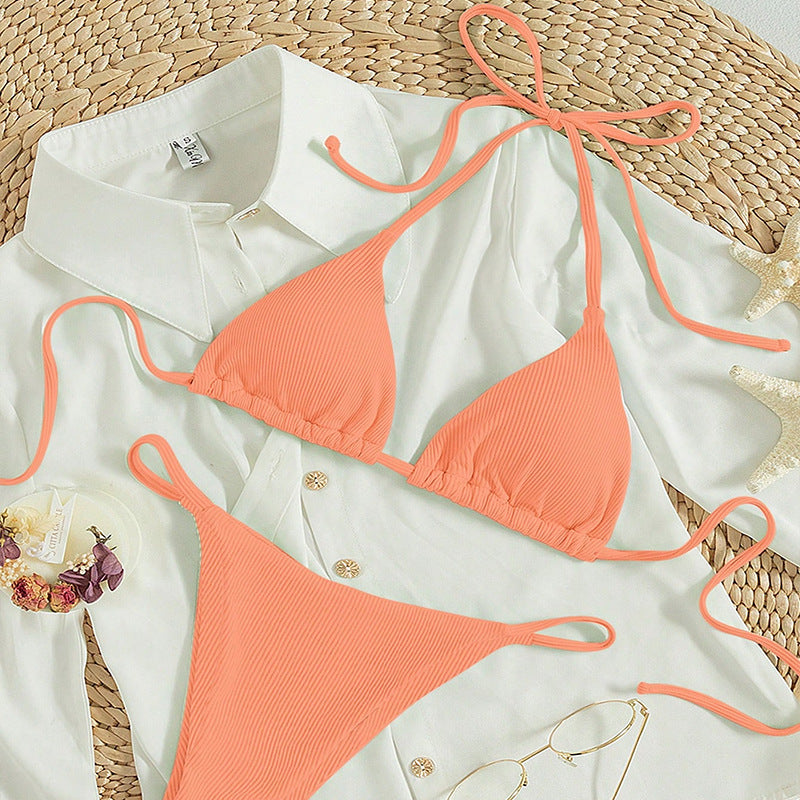 Damen Triangel-Bikini mit feiner Rippstruktur EB
