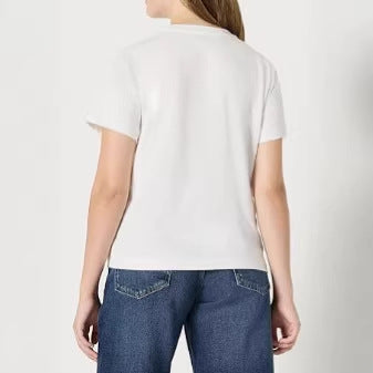 Damen lässiges Kurzarm-T-Shirt aus hochwertiger Baumwolle mit Rundhalsausschnitt EB