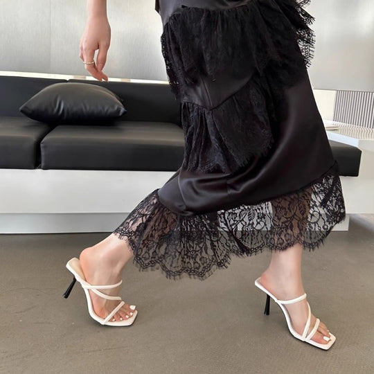 Damen elegante Stiletto-Sandalen mit verzierten Riemen EB