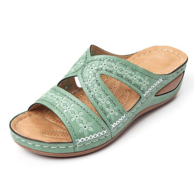 Damen Bequeme Clogs mit floralem Design und ergonomischer Sohle EB