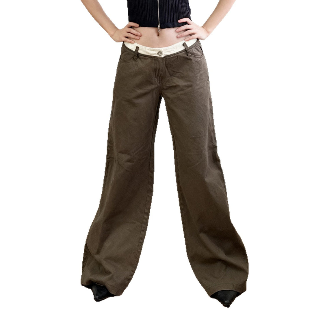 Damen nan Highwaist-Culottehose mit weitem Bein und kontrastierendem Bunddetail EB