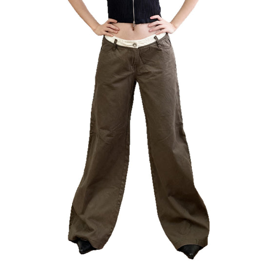 Damen nan Highwaist-Culottehose mit weitem Bein und kontrastierendem Bunddetail EB