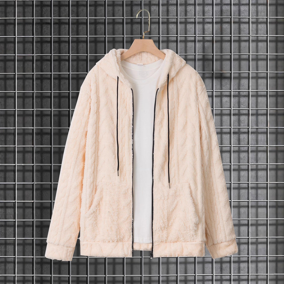 Herren nan kuschelige Kapuzenjacke aus Teddyfleece mit durchgehendem Reißverschluss und Kängurutaschen EB