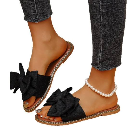 Damen elegante Slipper mit dekorativer Schleifenapplikation EB