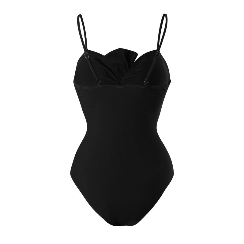 Damen Einteiler Badeanzug mit verstellbaren Trägern und eleganter Raffung EB