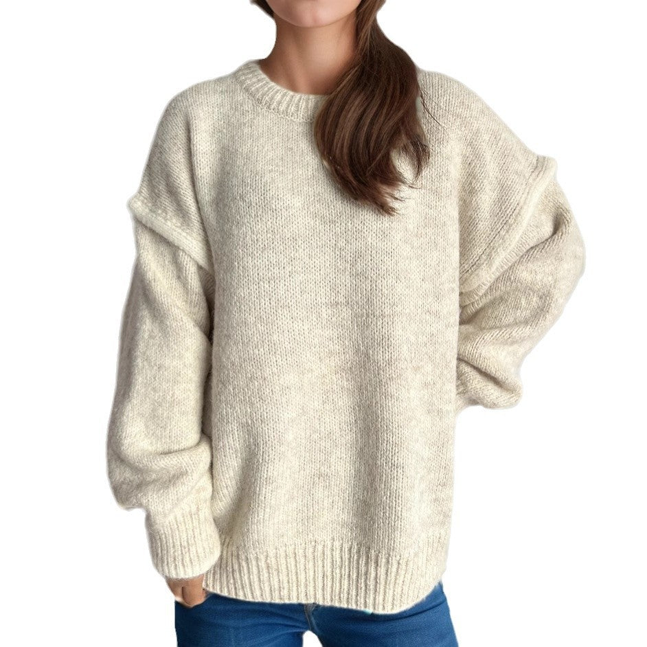 Damen Grobstrickpullover mit lässigem Schnitt und strukturiertem Design EB