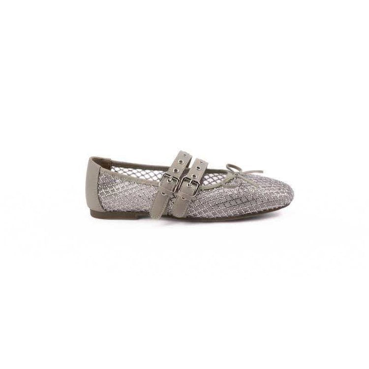 Damen Ballerinas mit doppeltem Riemen und funkelnder Optik EB