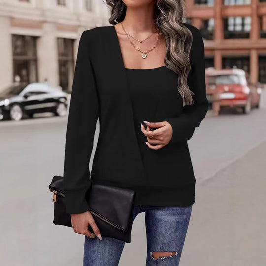 Damen Lässiger Pullover mit Quadrat-Ausschnitt und Oversized-Schnitt EB