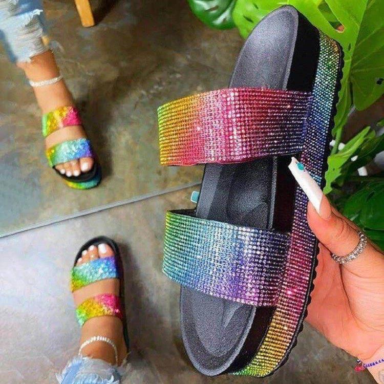 Damen Glamouröse Komfortsandalen mit Strassverzierungen EB