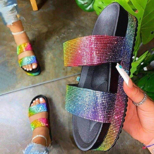 Damen Glamouröse Komfortsandalen mit Strassverzierungen EB