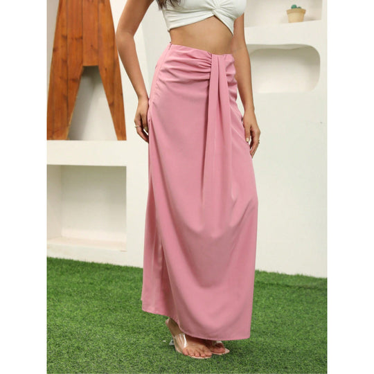 Damen Maxirock mit Raffungen und eleganter Schleife EB