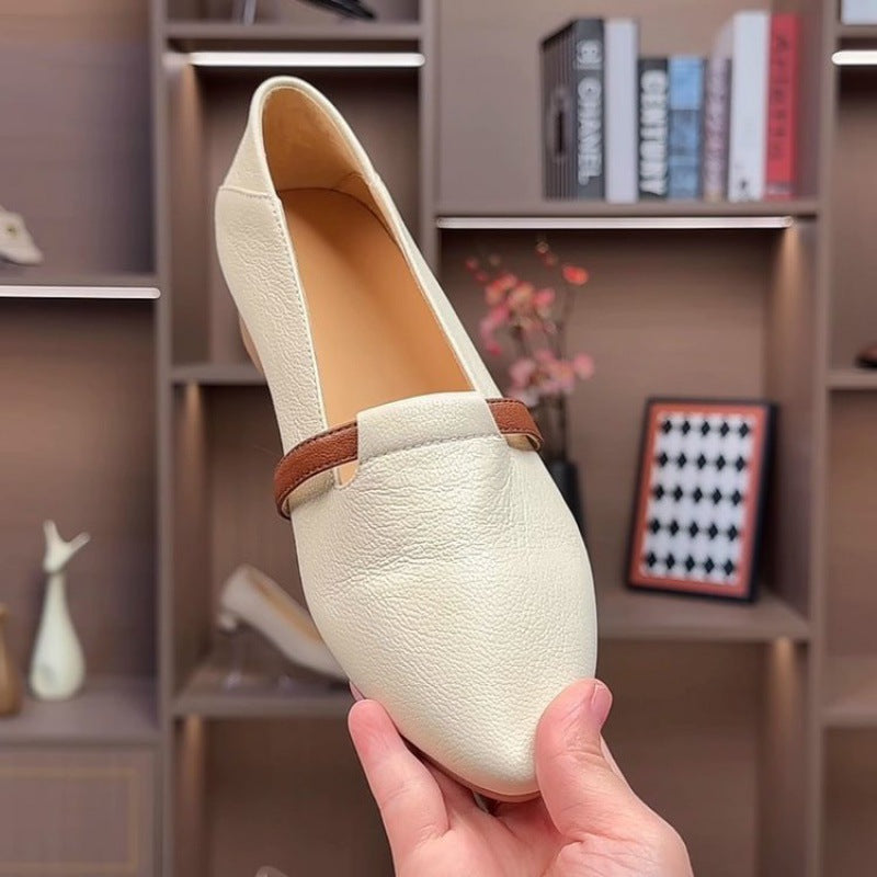 Damen Elegante Ballerinas mit schickem Riemchen und hochwertigem Lederoberteil EB