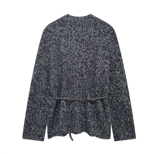 Damen Strickjacke mit Taillengürtel und weichem Material EB