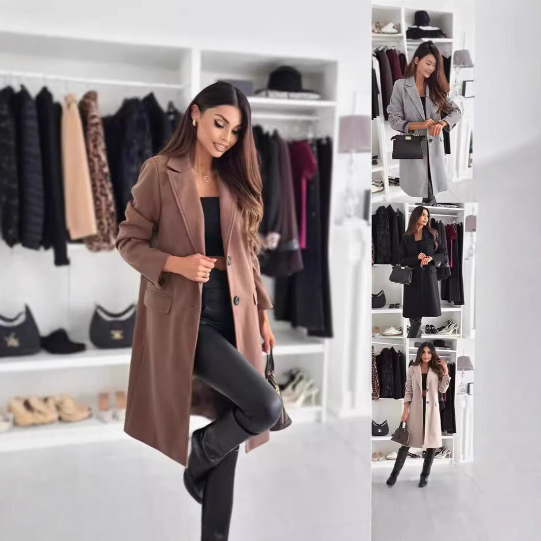 Damen Lange und elegante Winterjacke mit schmalem Schnitt EB