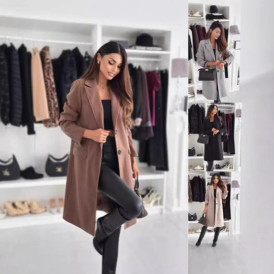 Damen Lange und elegante Winterjacke mit schmalem Schnitt EB