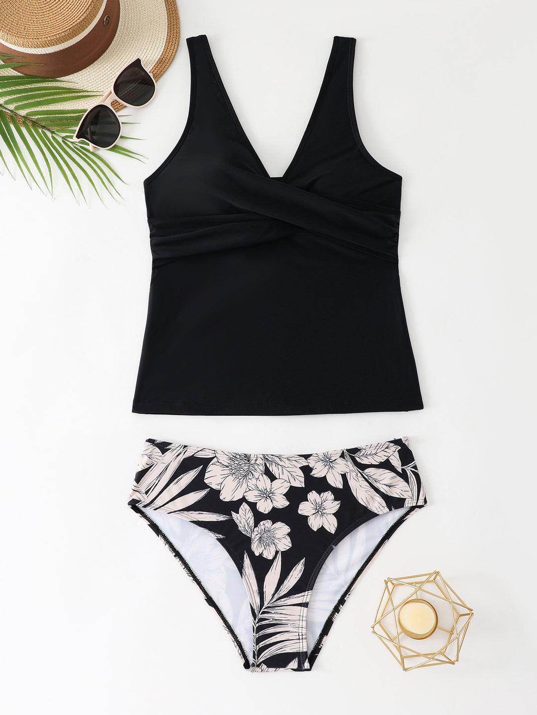 Damen Modischer Tankini mit floralem Unterteil EB