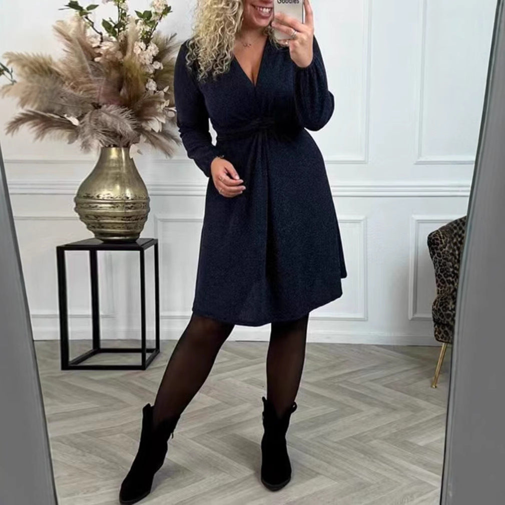 Damen Wickelkleid mit eleganter Raffinesse und schmeichelndem V-Ausschnitt Heidi-Mode
