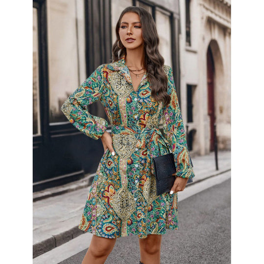 Damen Langarm Kleid mit floralem Muster EB
