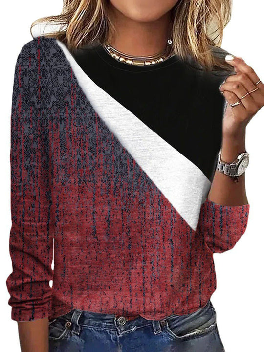 Damen Langärmeliges Oversize-Sweatshirt mit abstraktem Aquarell-Mosaikprint EB