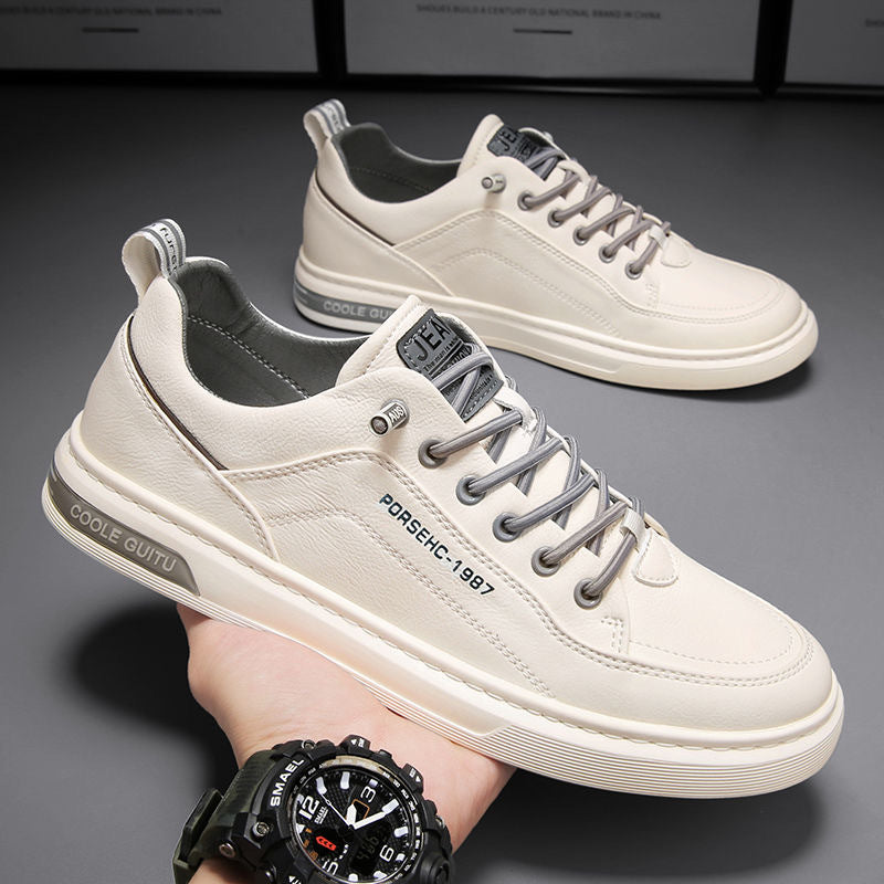 Damen Leder Sneakers mit modischen Akzenten und dämpfendem Sohlenprofil EB