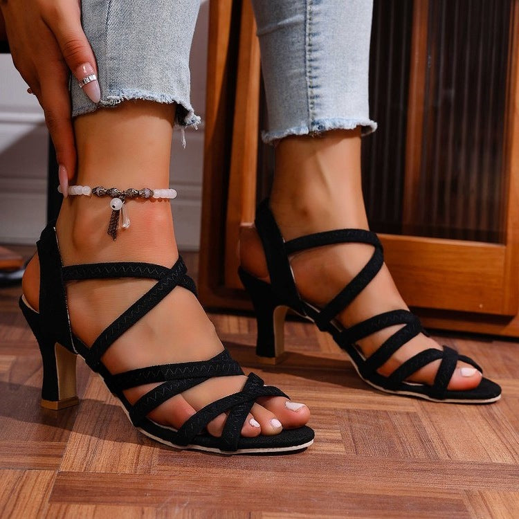 Damen elegante Riemchen-Sandalen mit funkelndem Detail EB