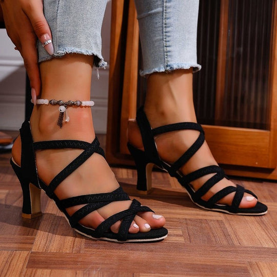 Damen elegante Riemchen-Sandalen mit funkelndem Detail EB