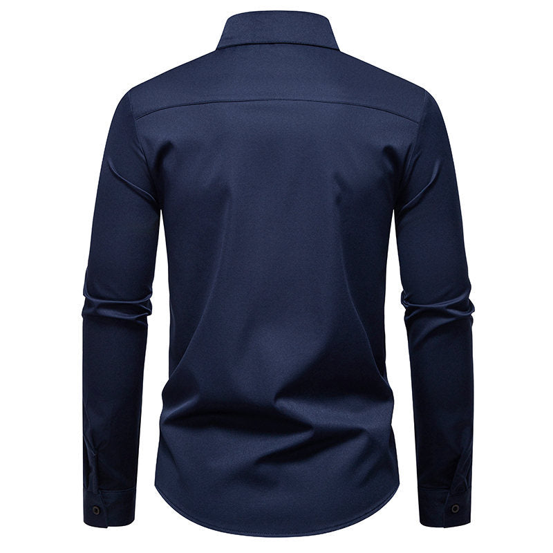 Herren Langarmhemd mit modischem Rippendesign EB