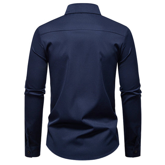 Herren Langarmhemd mit modischem Rippendesign EB