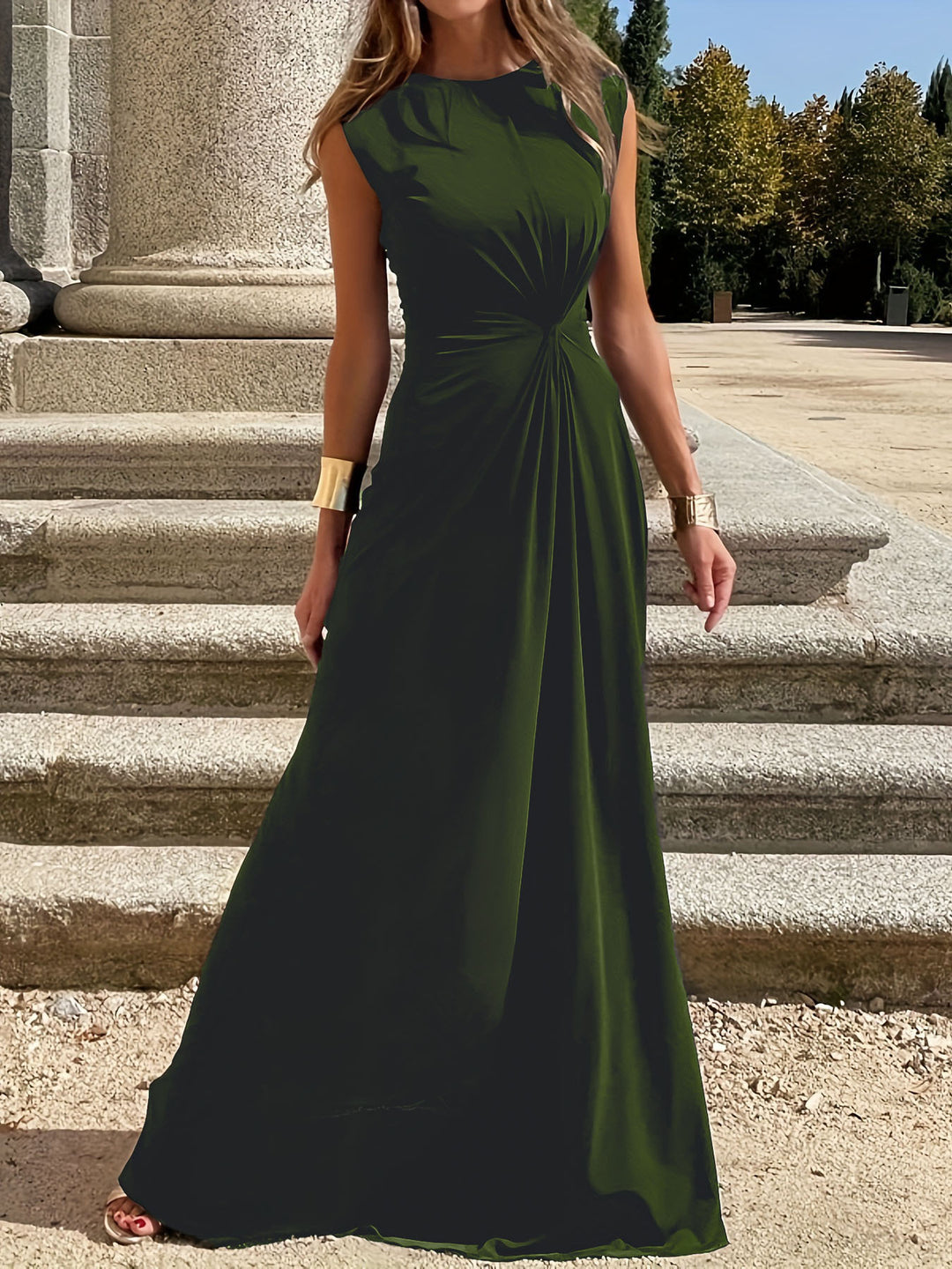 Damen Maxikleid mit Elegantem Knoten-Detail und Fließendem Schnitt EB