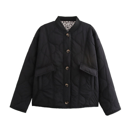 Damen gesteppte Übergangsjacke mit praktischen Knopfdetails und modischen Taschen EB