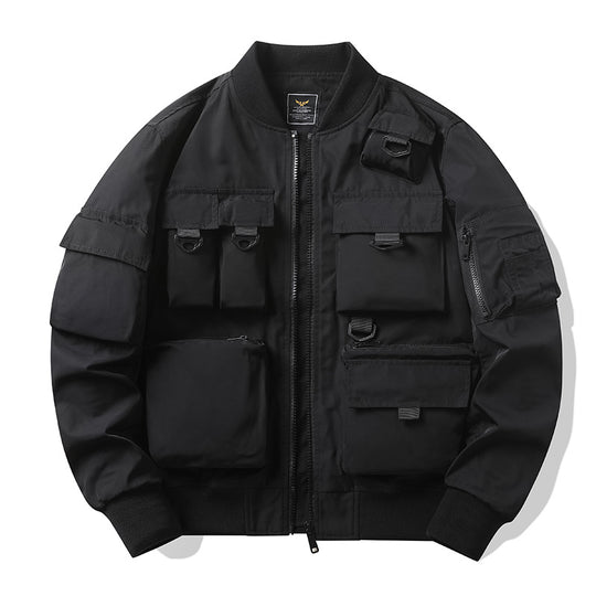 Herren Taktische Bomberjacke mit Multifunktionstaschen und Reißverschluss EB