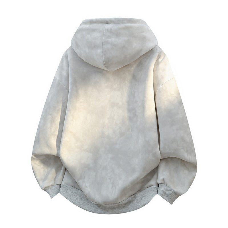 Unisex oversized Kapuzenpullover im Stonewashed-Look mit Kängurutasche, Metallnieten und geripptem Saum EB