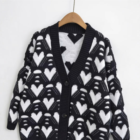 Damen Strickjacke mit Herzenmuster EB
