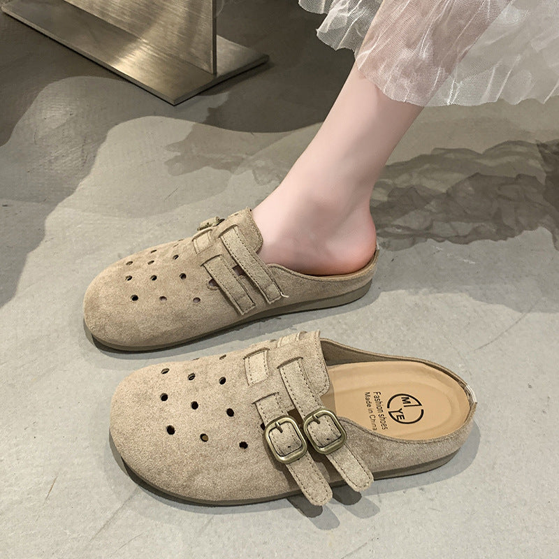 Damen bequeme Clogs mit doppeltem Schnallenverschluss EB