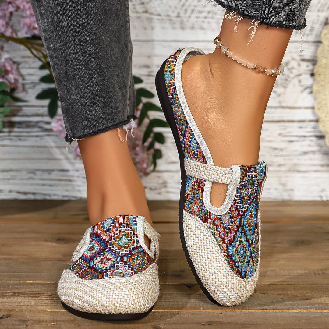 Damen komfortable und modische Clogs mit buntem Jacquard-Muster EB