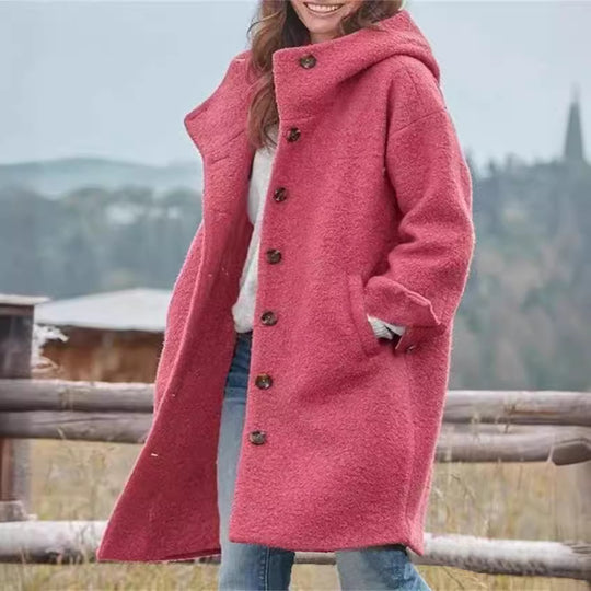 Damen Oversize-Wollmantel mit praktischen Taschen EB