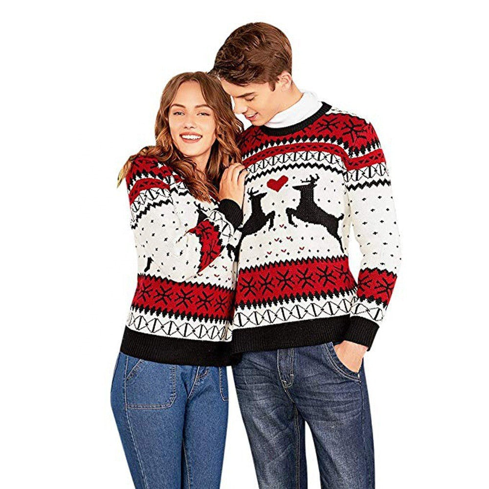 Damen Weihnachtspullover mit festlichem Rentiermotiv und herzlichem Design EB